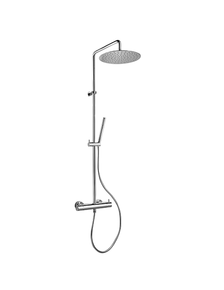 Colonna doccia Jacuzzi Sunset con miscelatore termostatico deviatore e supporto doccia 0SU00199JA02 con flessibile grigio - C...