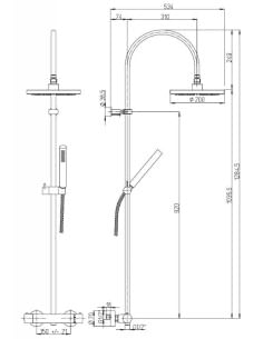 Colonna doccia Jacuzzi Sunset con miscelatore termostatico deviatore e supporto doccia 0SU00199JA00 con flessibile grigio - C... 2