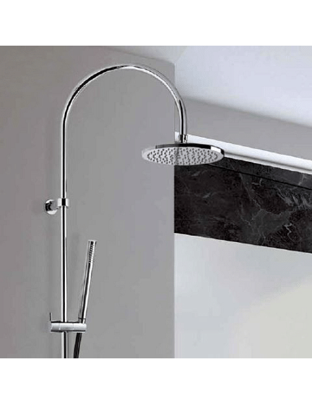 Colonna doccia Jacuzzi Sunset con miscelatore termostatico deviatore e supporto doccia 0SU00199JA00 con flessibile grigio - C...