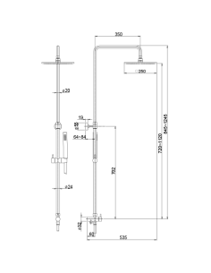 Colonna doccia Jacuzzi Sunset senza miscelatore con deviatore meccanico e supporto doccia con flessibile grigio 0SU00846JA04 ... 2