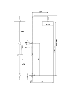 Colonna doccia Jacuzzi Sunset senza miscelatore con deviatore meccanico e supporto doccia con flessibile grigio 0SU00846JA00 ... 2