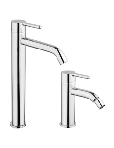 Set Rubinetti Jacuzzi per lavabo alto e bidet senza scarico serie Sunset cromato - Climaway