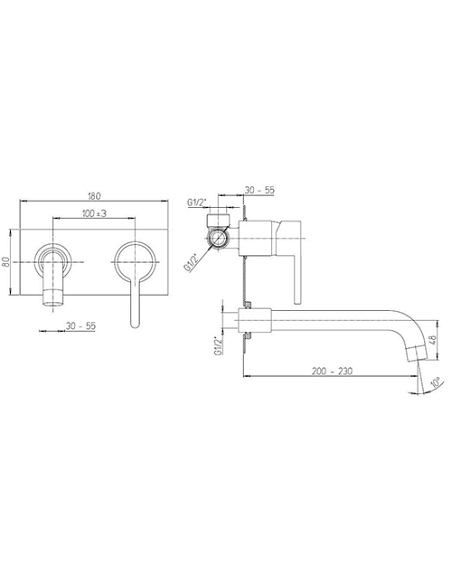 Set Rubinetti Jacuzzi per lavabo a parete con piastra e bidet senza scarico serie Sunset cromato - Climaway