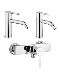 Set Rubinetti Jacuzzi per lavabo e bidet senza scarico e doccia esterno serie Sunset cromato - Climaway