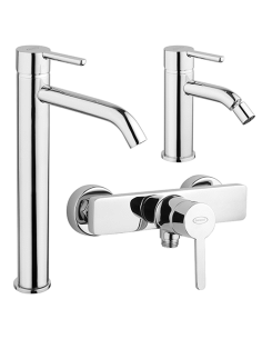 Set Rubinetti Jacuzzi per lavabo alto e bidet senza scarico e doccia esterno serie Sunset cromato - Climaway