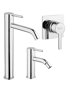 Set Rubinetti Jacuzzi per lavabo alto e bidet senza scarico e doccia incasso serie Sunset cromato - Climaway