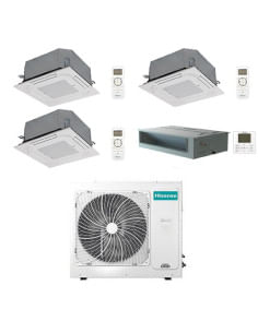 Climatizzatore Condizionatore Hisense Cassetta 4 vie + Canalizzato R32 Quadri Split Inverter 9000 + 9000 + 18000 + 18000 BTU ...