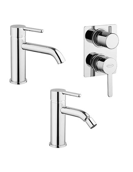 Set Rubinetti Jacuzzi per lavabo e bidet senza scarico e doccia incasso con deviatore serie Sunset cromato - Climaway