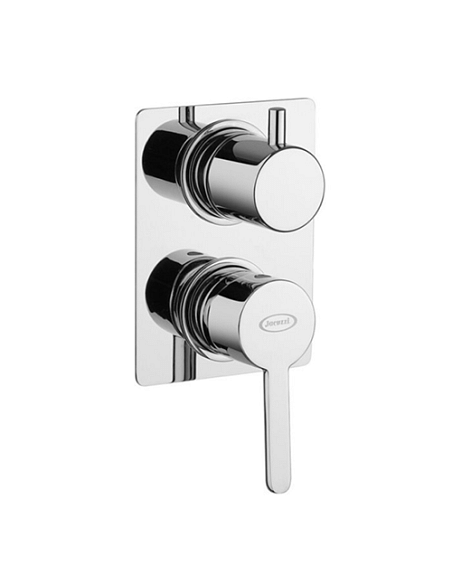 Set Rubinetti Jacuzzi per lavabo a parete con piastra e bidet senza scarico e doccia incasso con deviatore serie Sunset croma...