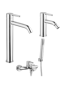 Set Rubinetti Jacuzzi per lavabo alto e bidet senza scarico e vasca serie Sunset cromato - Climaway