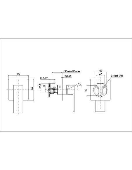 Set Rubinetti Jacuzzi per lavabo a parete e bidet senza scarico e doccia incasso serie Twinkle cromato - Climaway