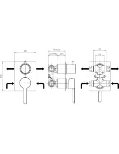 Miscelatore Jacuzzi incasso per doccia serie Sunset YO con deviatore rotativo a 2 uscite 0SUYO400JA01 nero opaco - Climaway 2