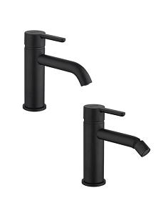 Set Rubinetti Jacuzzi per lavabo e bidet senza scarico serie Sunset YO nero opaco - Climaway