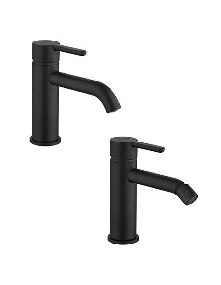 Set Rubinetti Jacuzzi per lavabo e bidet senza scarico serie Sunset YO nero opaco - Climaway