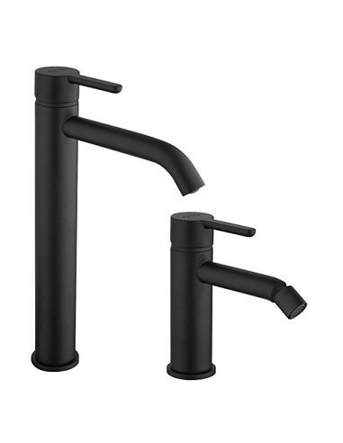 Set Rubinetti Jacuzzi per lavabo alto e bidet senza scarico serie Sunset YO nero opaco - Climaway