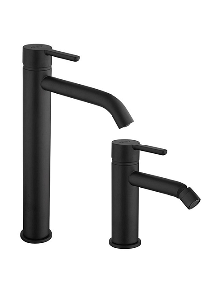 Set Rubinetti Jacuzzi per lavabo alto e bidet senza scarico serie Sunset YO nero opaco - Climaway