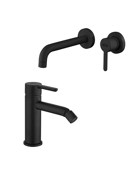 Set Rubinetti Jacuzzi per lavabo a parete e bidet senza scarico serie Sunset YO nero opaco - Climaway