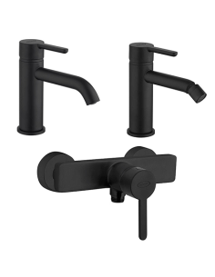 Set Rubinetti Jacuzzi per lavabo e bidet senza scarico e doccia esterno serie Sunset YO nero opaco - Climaway