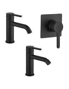 Set Rubinetti Jacuzzi per lavabo e bidet senza scarico e doccia incasso serie Sunset YO nero opaco - Climaway