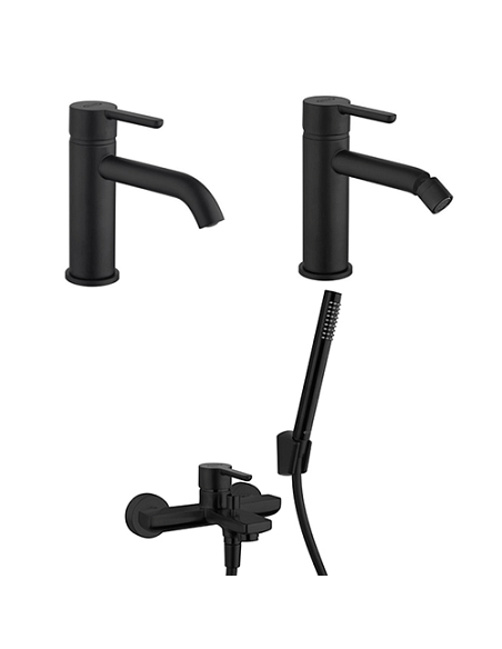 Set Rubinetti Jacuzzi per lavabo e bidet senza scarico e vasca serie Sunset YO nero opaco - Climaway