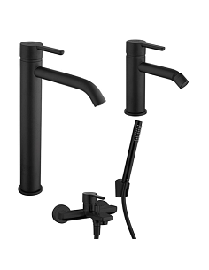 Set Rubinetti Jacuzzi per lavabo alto e bidet senza scarico e vasca serie Sunset YO nero opaco - Climaway