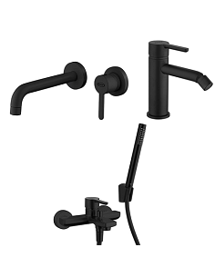 Set Rubinetti Jacuzzi per lavabo a parete e bidet senza scarico e vasca serie Sunset YO nero opaco - Climaway