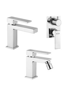 Set Rubinetti Jacuzzi per lavabo e bidet senza scarico e doccia incasso con deviatore serie Twinkle cromato - Climaway