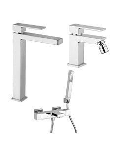 Set Rubinetti Jacuzzi per lavabo alto e bidet senza scarico e vasca serie Twinkle cromato - Climaway