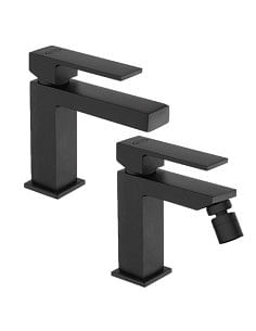 Set Rubinetti Jacuzzi per lavabo e bidet senza scarico serie Twinkle YO nero opaco - Climaway