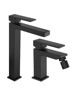 Set Rubinetti Jacuzzi per lavabo alto e bidet senza scarico serie Twinkle YO nero opaco - Climaway