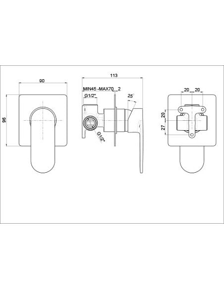 Miscelatore Jacuzzi incasso ad 1 uscita per doccia serie Borea 0BO00410JA01 cromato - Climaway