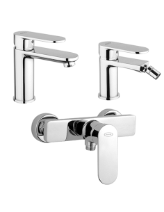 Set Rubinetti Jacuzzi per lavabo e bidet senza scarico e doccia esterno serie Borea cromato - Climaway