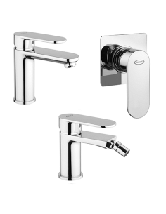 Set Rubinetti Jacuzzi per lavabo e bidet senza scarico e doccia incasso serie Borea cromato - Climaway