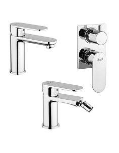 Set Rubinetti Jacuzzi per lavabo e bidet senza scarico e doccia incasso con deviatore serie Borea cromato - Climaway