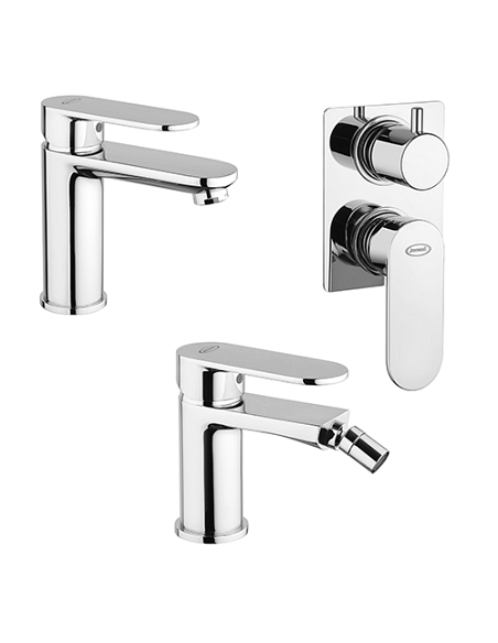 Set Rubinetti Jacuzzi per lavabo e bidet senza scarico e doccia incasso con deviatore serie Borea cromato - Climaway