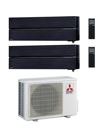 Climatizzatore Condizionatore Mitsubishi Kirigamine Style Wifi R32 Nero Dual Split Inverter 12000 + 12000 BTU con U.E. MXZ-2F...