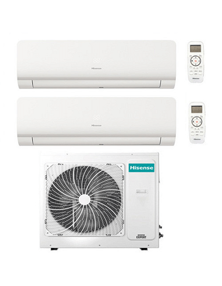 Climatizzatore Condizionatore Inverter Hisense New Energy Wifi R32 Dual Split 9000 + 18000 BTU con U.E. 3AMW52U4RJC Classe A+...