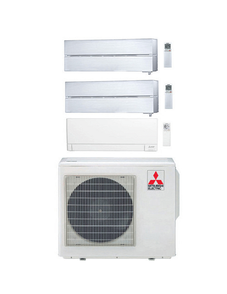 Climatizzatore Condizionatore Trial Split Mitsubishi Kirigamine Style + MSZ-AY Wifi R32 Inverter 9000 + 9000 + 12000 BTU con ...