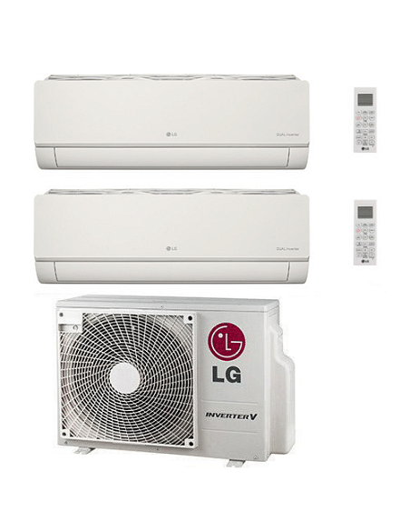 Climatizzatore Condizionatore LG Artcool Color UVnano R32 Wifi Finitura opaca Avorio Dual Split inverter 9000 + 9000 BTU con ...