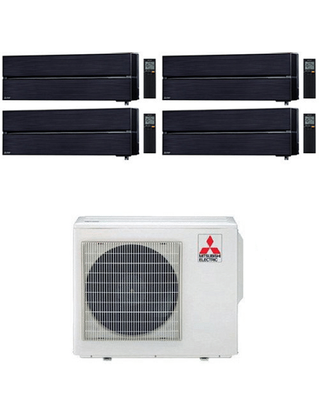 Climatizzatore Condizionatore Mitsubishi Kirigamine Style Wifi R32 Nero Quadri Split Inverter 9000 + 9000 + 9000 + 12000 BTU ...