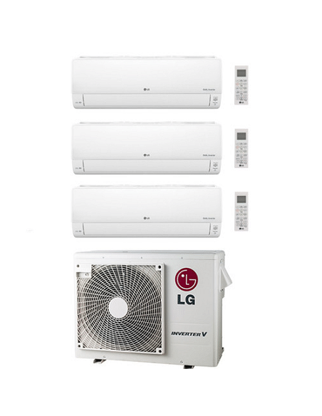 Climatizzatore Condizionatore LG Deluxe UVnano R32 Wifi Trial Split inverter 9000 + 9000 + 9000 BTU con U.E. MU3R21 Classe A+...