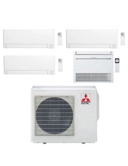Climatizzatore Condizionatore Mitsubishi R32 Quadri Split Inverter MSZ-AY Wifi più Console 9000 + 9000 + 9000 + 9000 BTU con ...