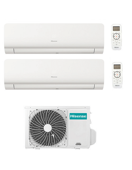 Climatizzatore Condizionatore Inverter Hisense New Energy Wifi R32 Dual Split 9000 + 12000 BTU con U.E. 2AMW52U4RXC Classe A+...