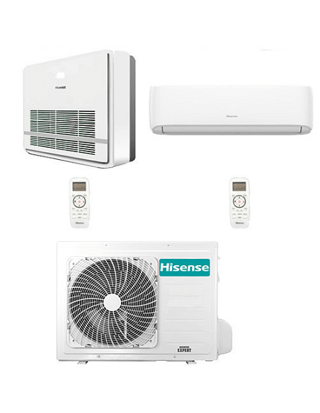 Climatizzatore Condizionatore Hisense Hi Comfort + Console R32 Dual Split Wifi Inverter 9000 + 18000 BTU con U.E. 3AMW62U4RJC...