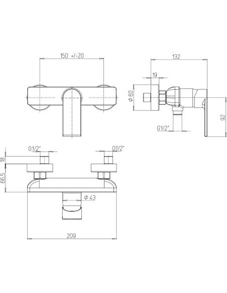 Miscelatore Jacuzzi esterno per doccia serie Twilight 0TI00028JA02 cromato - Climaway