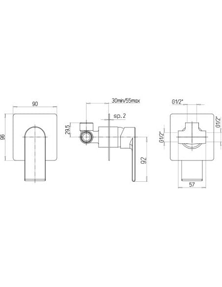 Miscelatore Jacuzzi incasso ad 1 uscita per doccia serie Twilight 0TI00410JA00 cromato - Climaway