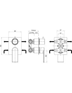 Miscelatore Jacuzzi incasso per doccia serie Twilight con deviatore rotativo a 2 uscite 0TI00400JA00 cromato - Climaway 2