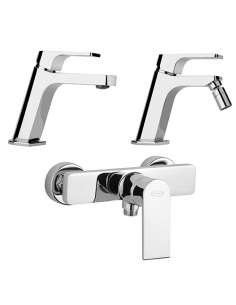 Set Rubinetti Jacuzzi per lavabo e bidet senza scarico serie Twilight e doccia esterno cromato - Climaway