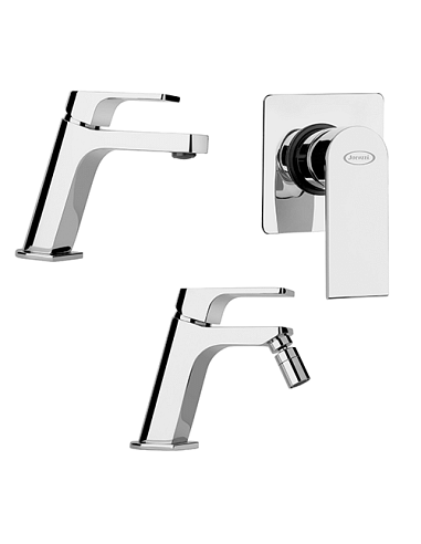 Set Rubinetti Jacuzzi per lavabo e bidet senza scarico serie Twilight e doccia incasso cromato - Climaway