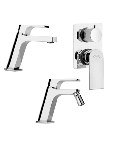 Set Rubinetti Jacuzzi per lavabo e bidet senza scarico serie Twilight e doccia incasso con deviatore cromato - Climaway